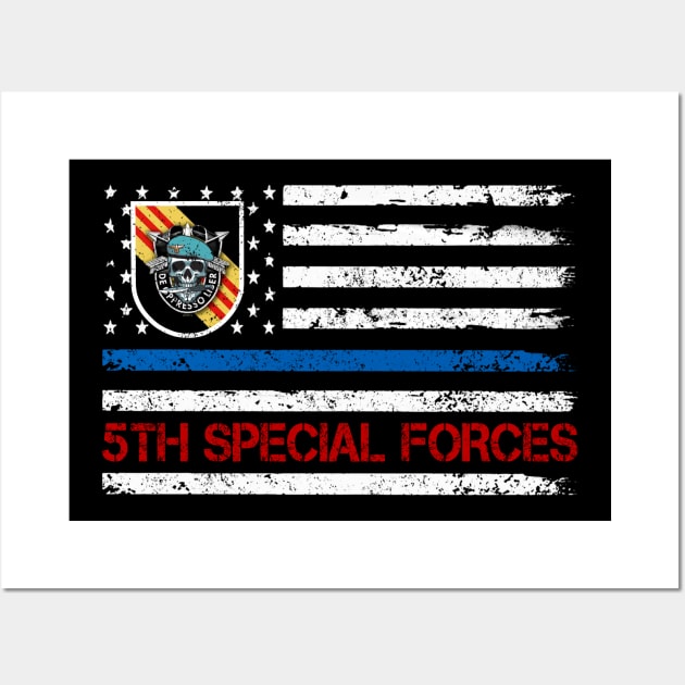 US Army 5th Special Forces Group Flag  De Oppresso Liber 5th SFG - Gift for Veterans Day 4th of July or Patriotic Memorial Day Wall Art by Oscar N Sims